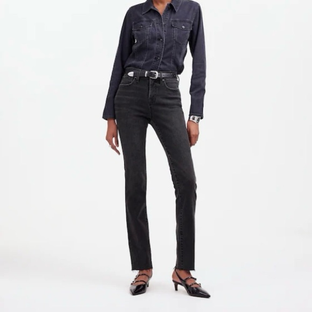 Madewell Armand Wash Stretch Stovepipe Skinny Jeans Frayed Hem Soft Denim 25P